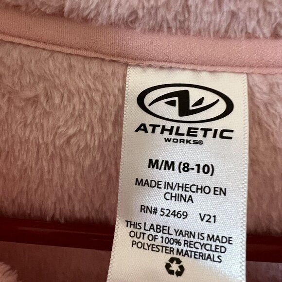Athletic Works Womens 8/10 Med Hoodie Pink Sweatshirt Fleece Pullover RN #52469 - Picture 8 of 8